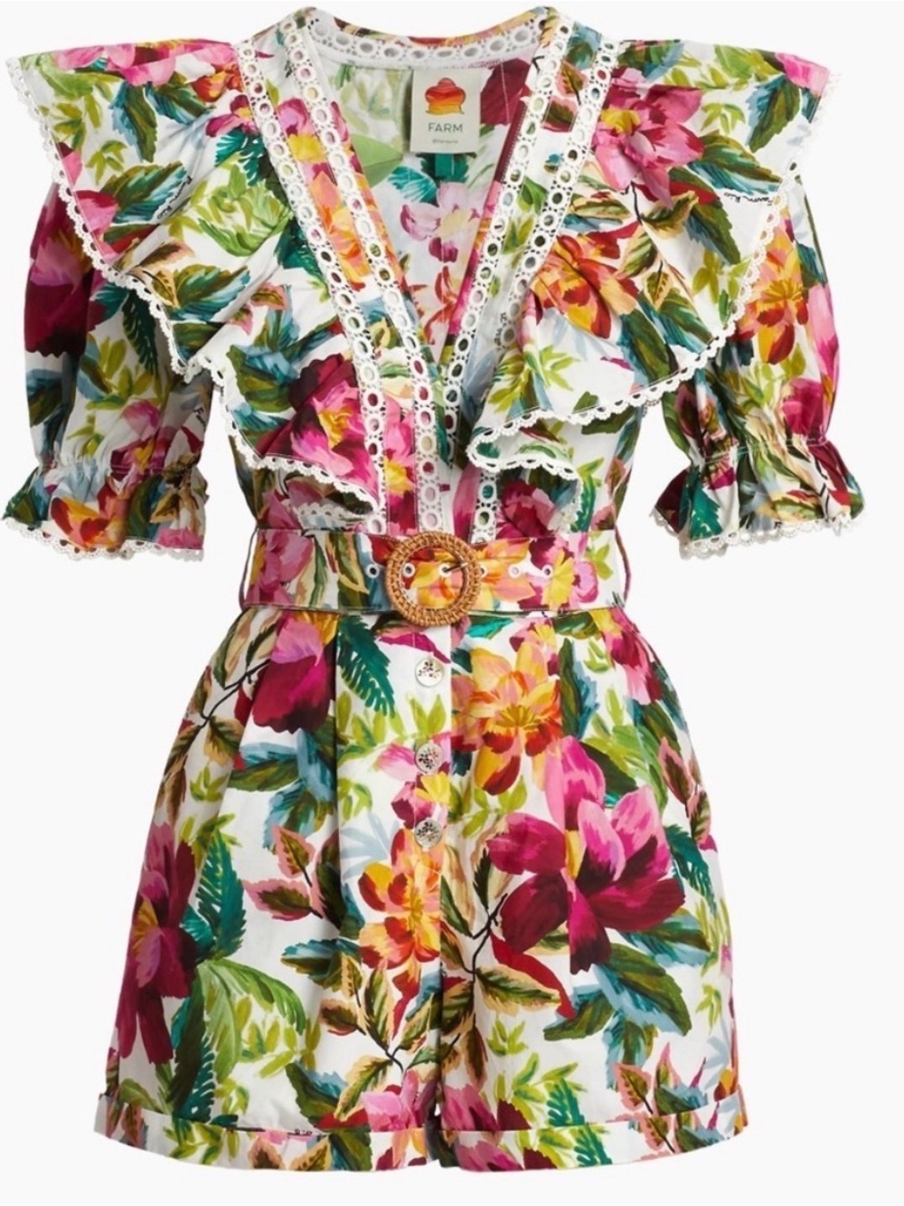 FARM Rio Painted Flowers Romper - NWT